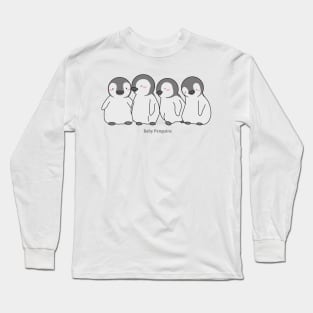 Cute Pink Baby Penguin Drawing Pattern Design Long Sleeve T-Shirt